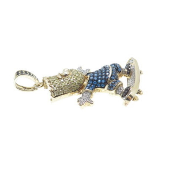 925 Sterling Silver Gold Plated Multi-Color Round-Cut C Z Bart Simpson Pendant - Picture 6 of 6